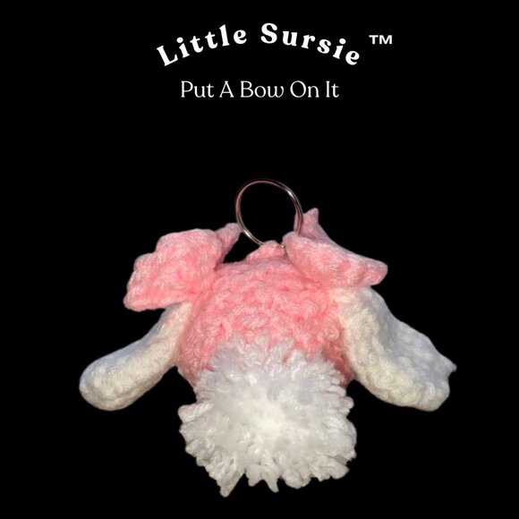 Handmade Crochet Pink Puppy With Bows Amigurumi Put A Bow On It Crocheted Plush - Picture 5 of 9